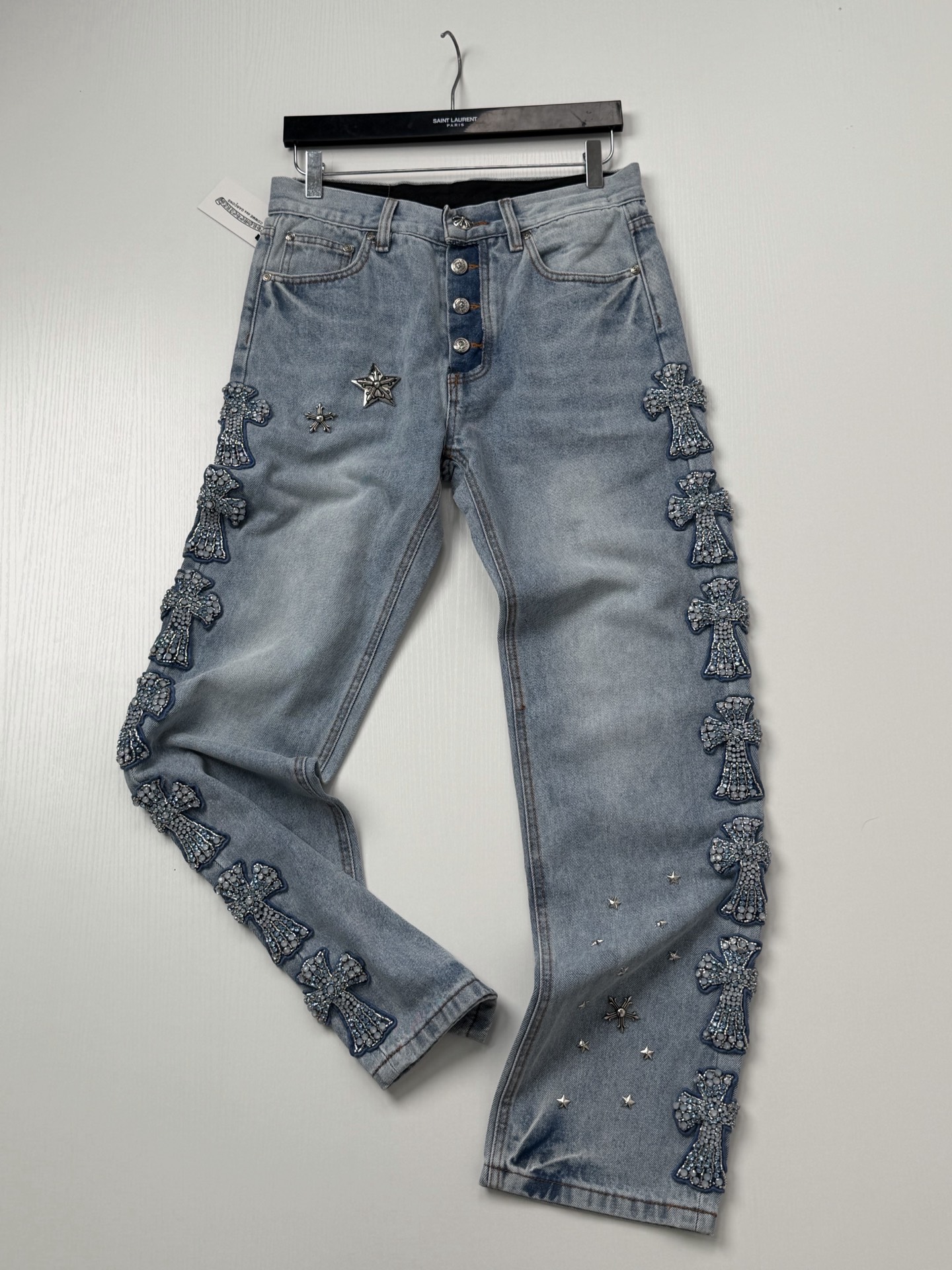 Chrome Hearts Full-Diamond Cross Jeans - Image 2