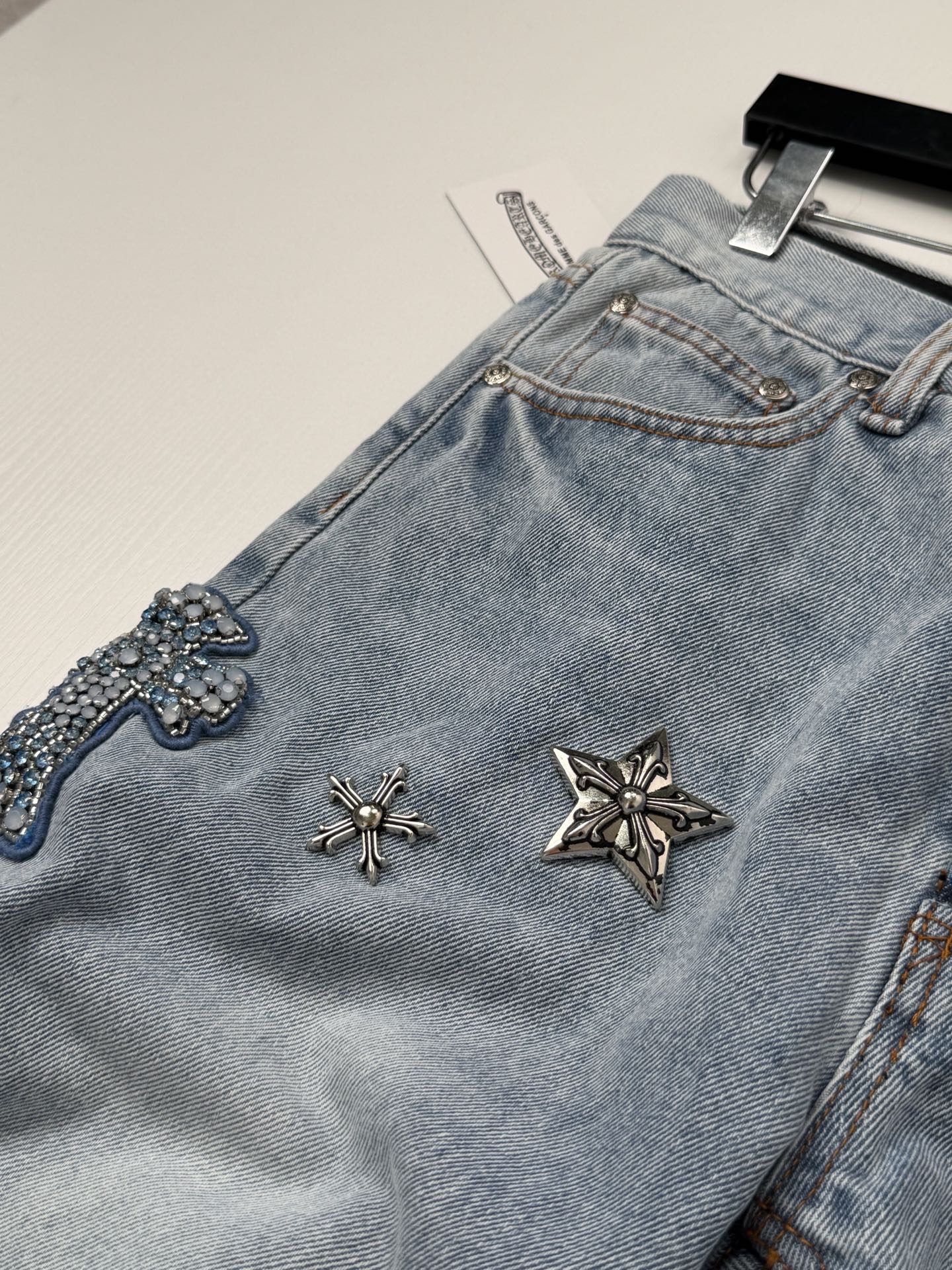 Chrome Hearts Full-Diamond Cross Jeans - Image 3
