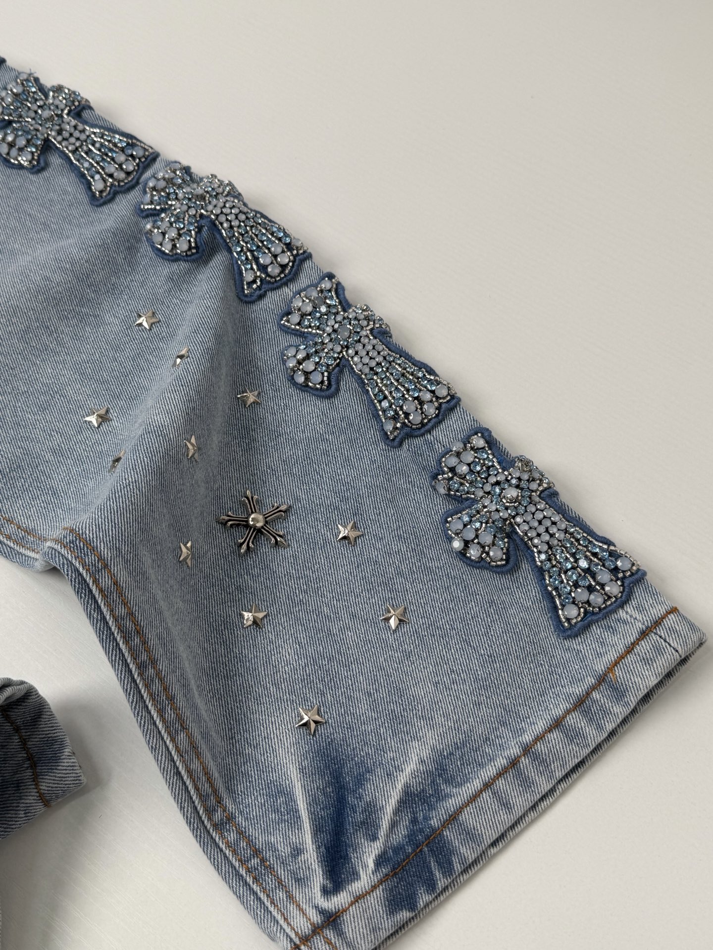Chrome Hearts Full-Diamond Cross Jeans - Image 4